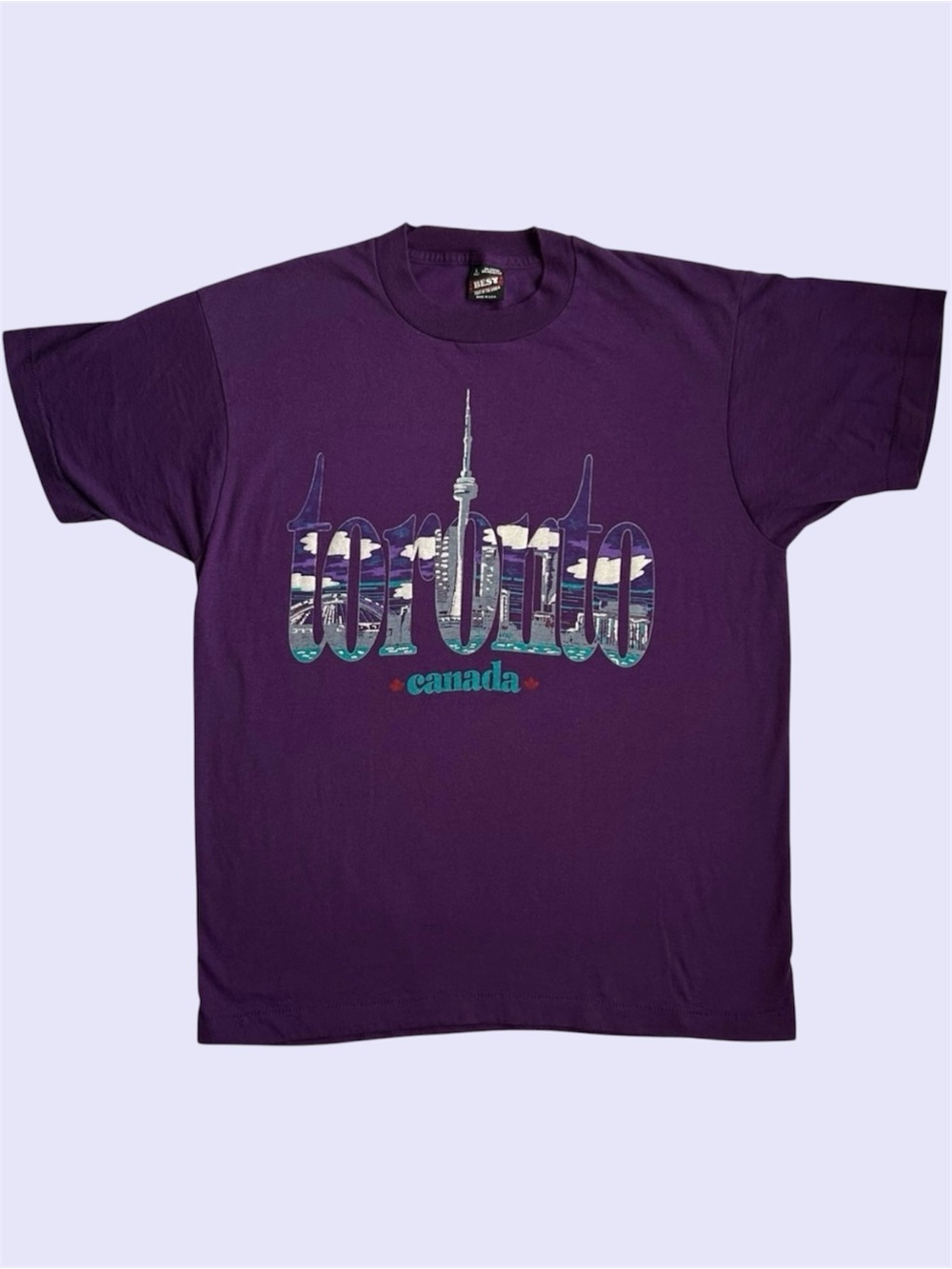 Vintage 90s Toronto Skyline Tourist Graphic Tee Single Stitch Large Rare